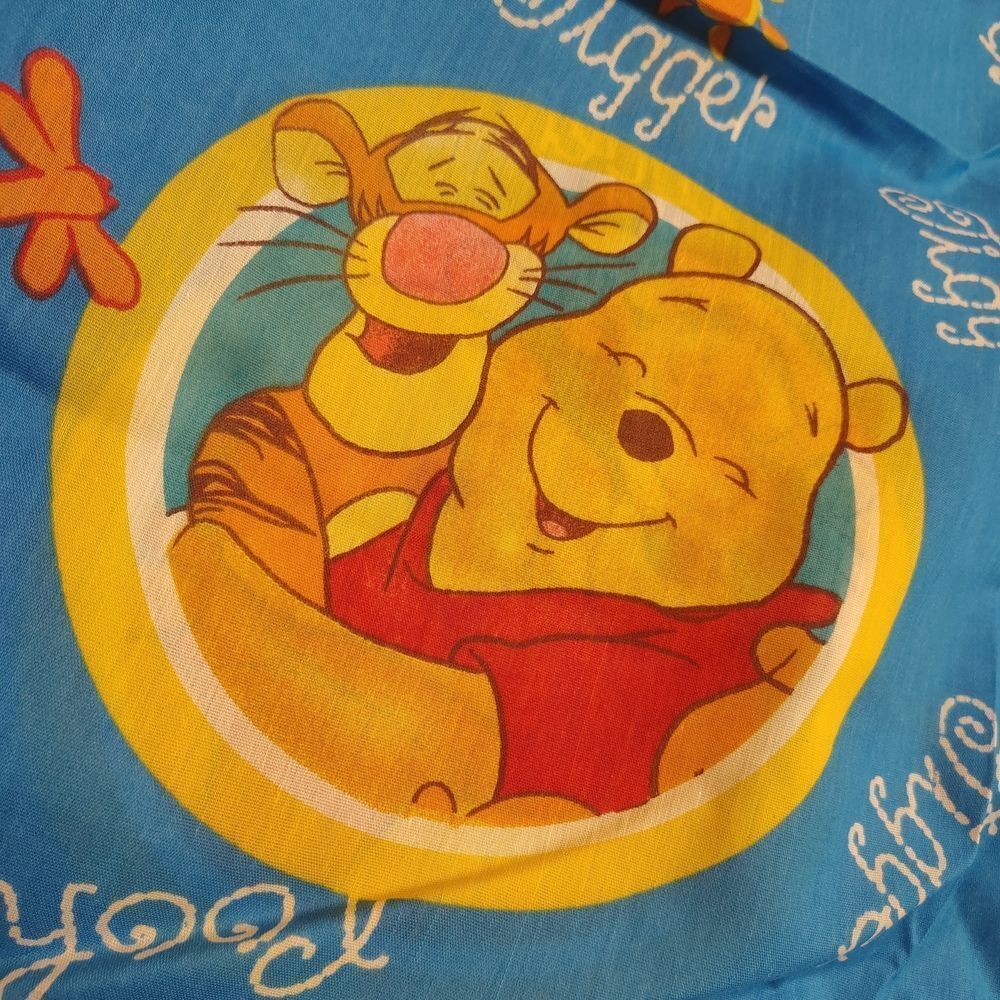 Pooh And Tigger Fabric 3 Yards Blue and Yellow 90"W